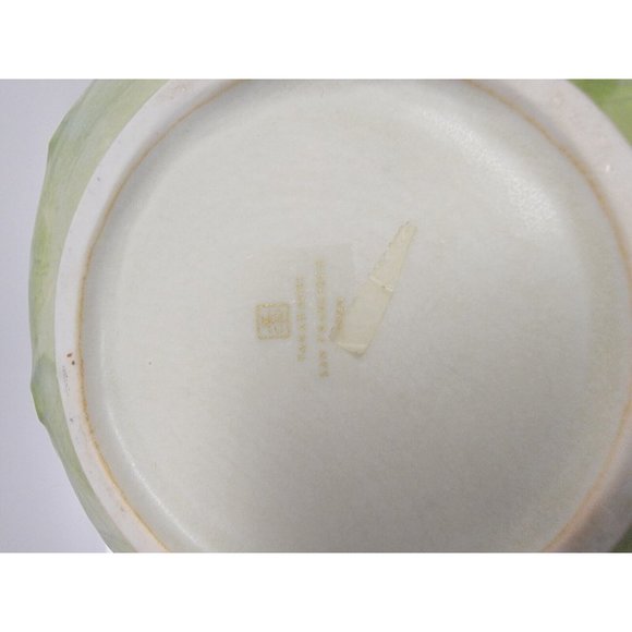 VTG Green Grape Leaf Takahashi San Francisco Pottery Ceramic Majolica Style Bowl - Picture 11 of 16